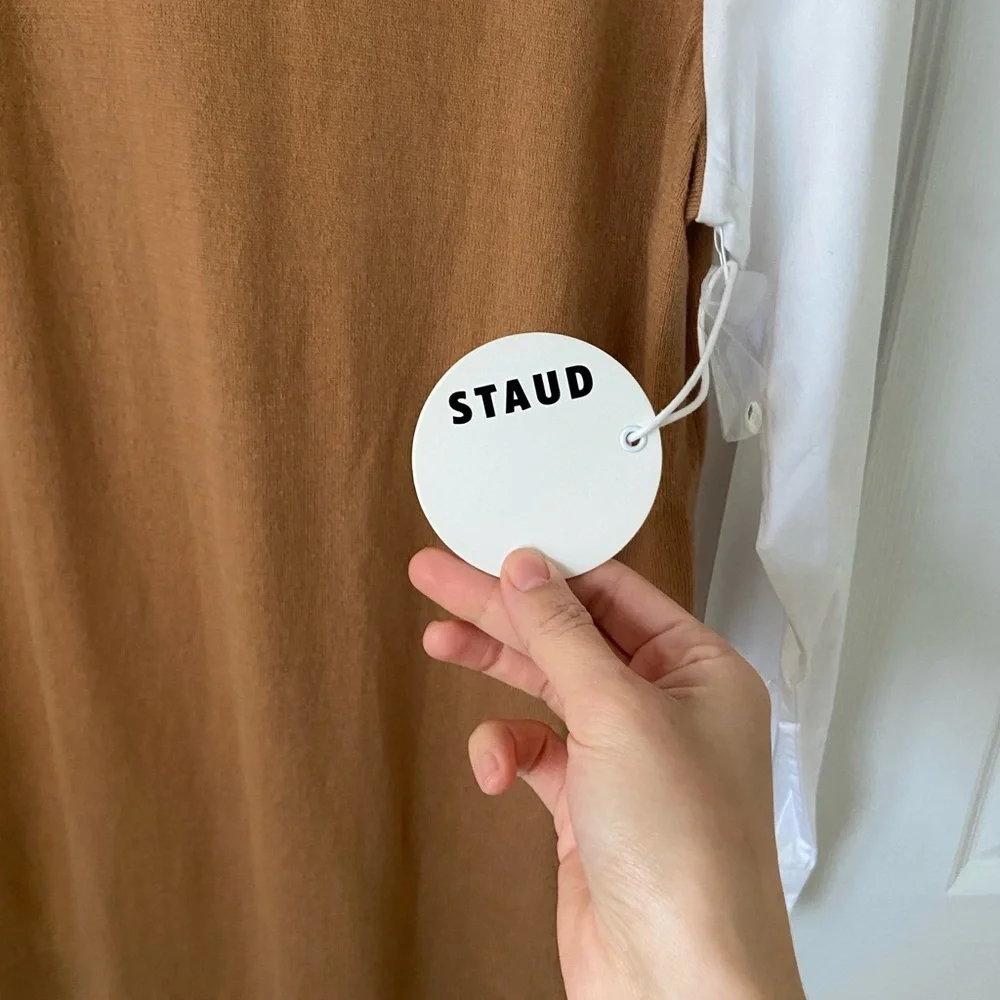 NWT STAUD Fern Dress - tan/white - small - Picture 2 of 5